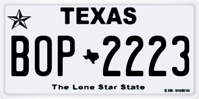 TX license plate BOP2223