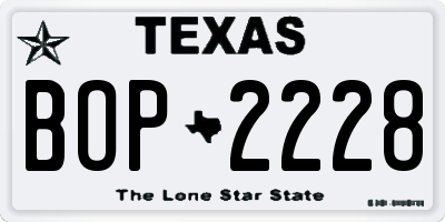 TX license plate BOP2228