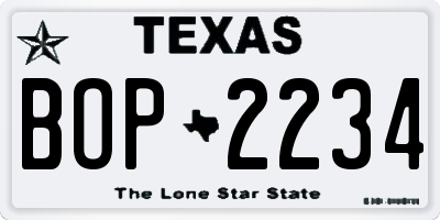 TX license plate BOP2234