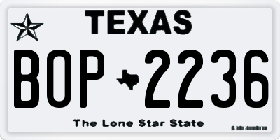 TX license plate BOP2236