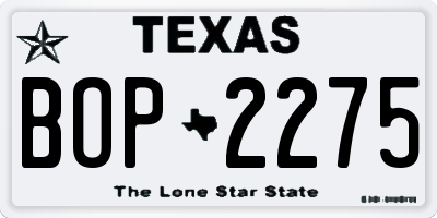 TX license plate BOP2275