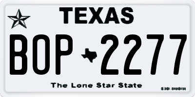 TX license plate BOP2277