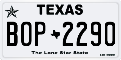 TX license plate BOP2290