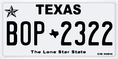 TX license plate BOP2322