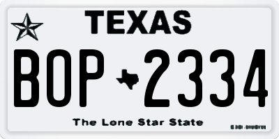 TX license plate BOP2334
