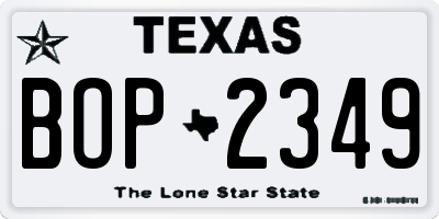 TX license plate BOP2349