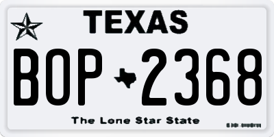TX license plate BOP2368