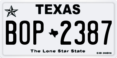 TX license plate BOP2387