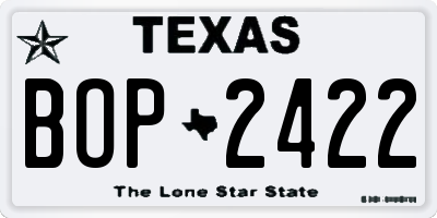 TX license plate BOP2422
