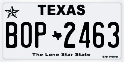 TX license plate BOP2463