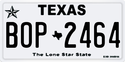 TX license plate BOP2464