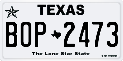 TX license plate BOP2473