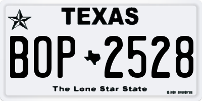 TX license plate BOP2528