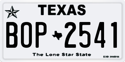 TX license plate BOP2541