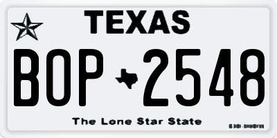 TX license plate BOP2548