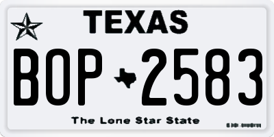 TX license plate BOP2583