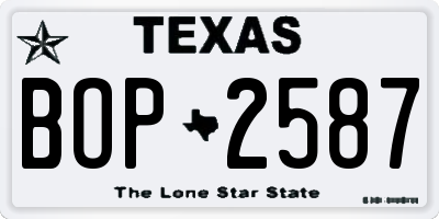 TX license plate BOP2587