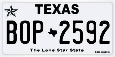 TX license plate BOP2592