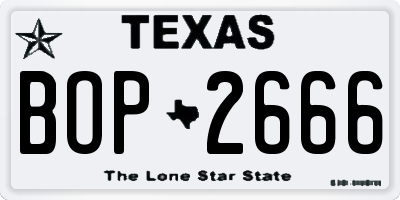 TX license plate BOP2666