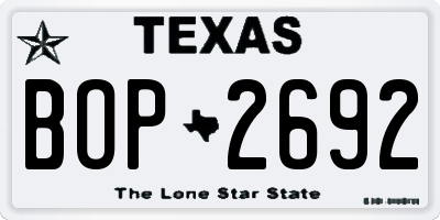 TX license plate BOP2692
