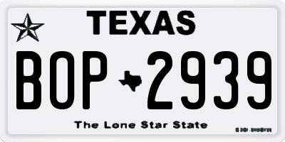 TX license plate BOP2939