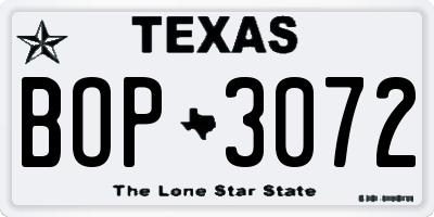 TX license plate BOP3072