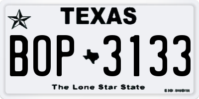 TX license plate BOP3133