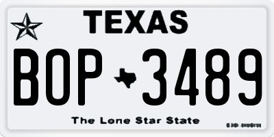 TX license plate BOP3489