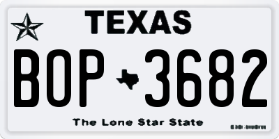 TX license plate BOP3682
