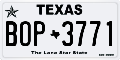 TX license plate BOP3771