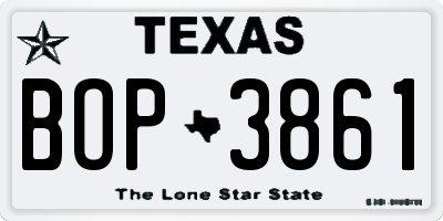 TX license plate BOP3861
