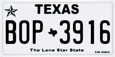 TX license plate BOP3916