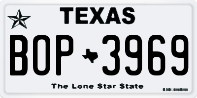 TX license plate BOP3969