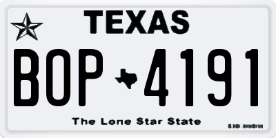 TX license plate BOP4191