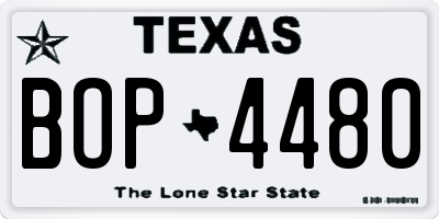 TX license plate BOP4480