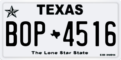 TX license plate BOP4516