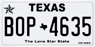 TX license plate BOP4635