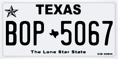 TX license plate BOP5067