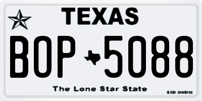 TX license plate BOP5088