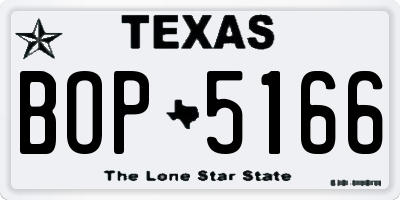 TX license plate BOP5166