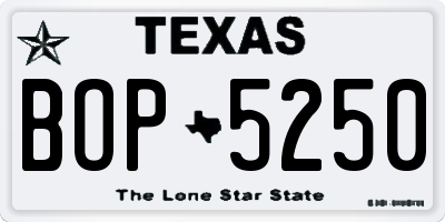 TX license plate BOP5250