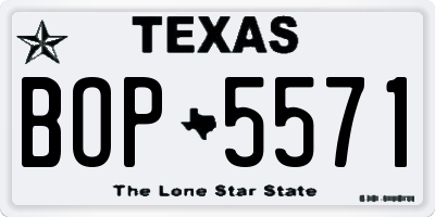 TX license plate BOP5571