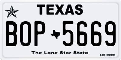 TX license plate BOP5669