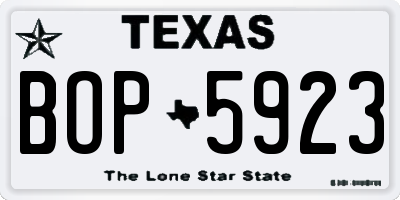 TX license plate BOP5923