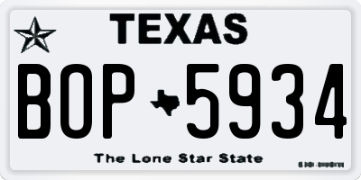 TX license plate BOP5934