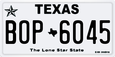 TX license plate BOP6045