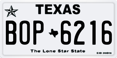TX license plate BOP6216