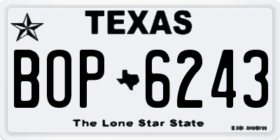 TX license plate BOP6243