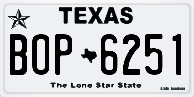 TX license plate BOP6251
