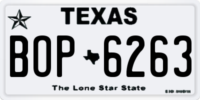 TX license plate BOP6263